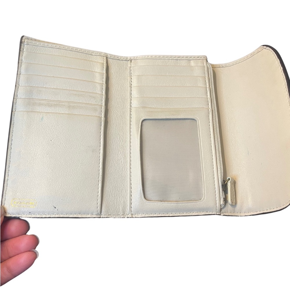 Coach Poppy Whipstitch Leather Trifold Wallet - Picture 11 of 16